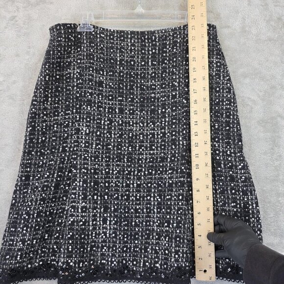 Express Design Studio Skirt Womens 12 Black White Wool Blend Tweed Sequin New - Picture 3 of 8